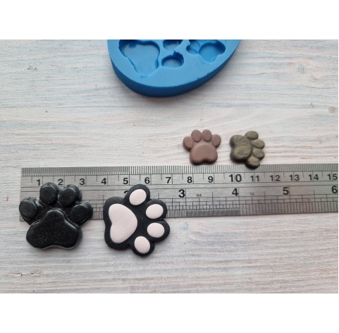 Silicone mold, Dog feet, 4 pcs., ~ 1.6-2.9 * 1.4-2.7 cm