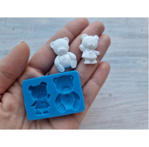 Silicone mold, Bear, 2 pcs., ~ 2*3 cm, 1.8*1.6 cm