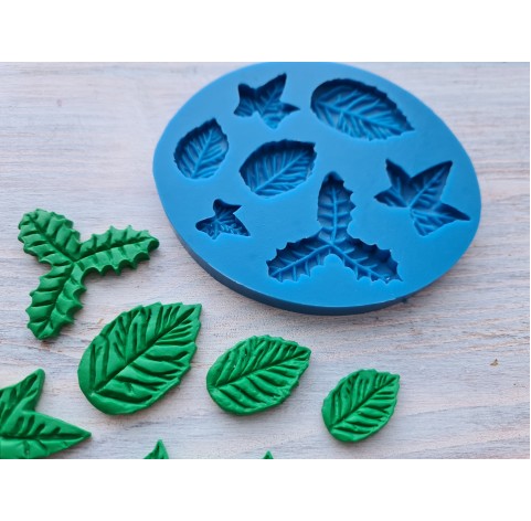 Silicone mold, Set of leaves 3, 7 pcs., ~ 1.5-3.8 cm