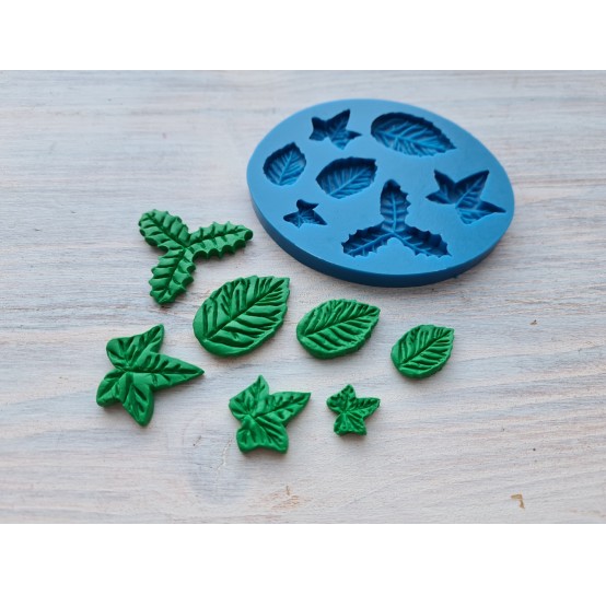 Silicone mold, Set of leaves, style 3, 7 pcs., ~ 1.5-3.8 cm