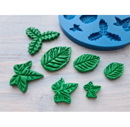 Silicone mold, Set of leaves 3, 7 pcs., ~ 1.5-3.8 cm