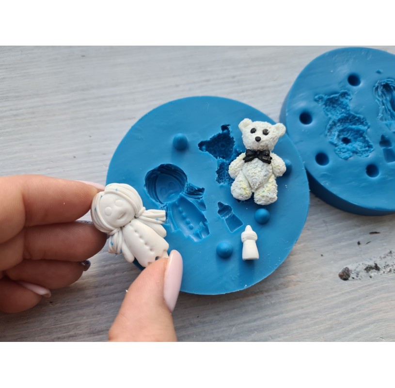 1PC 3D Silicone Nail Accessories Carving Mold Little Bear Mould