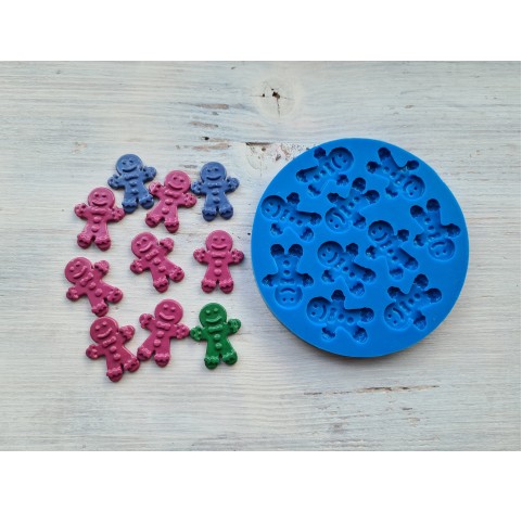 Silicone mold, Gingerbread man cookie, 10 pcs., ~ 3 cm * 2.5 cm
