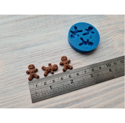 Silicone mold, Gingerbread mans, 3 pcs., ~ 1.3 * 2.3 cm