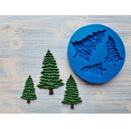 Silicone mold, Christmas tree, 3 pcs., ~ 4.3-7.5 cm, ~ 2.5-4.6 cm