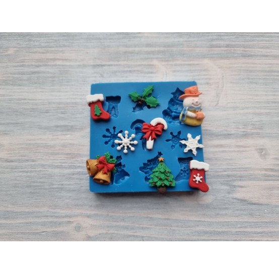 Silicone mold, Christmas set 3, 9 pcs., ~ 1.3-2.2 cm