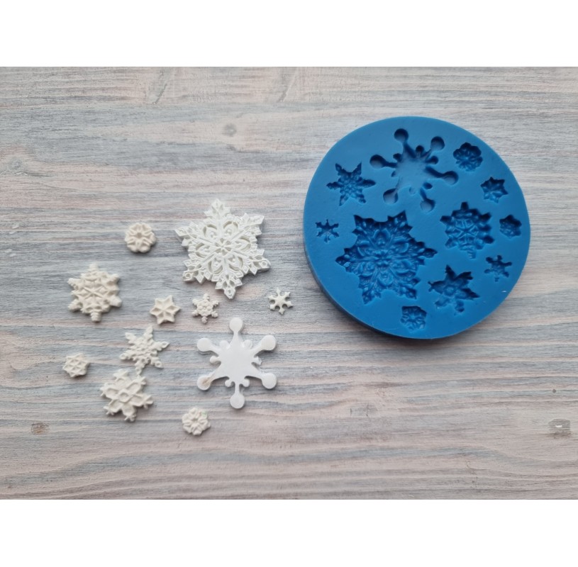 Shape for all types of polymer clay Silicone mold of Snowflake 2 Modeling tool for accessories jewelry and home decor ~ 2 cm small