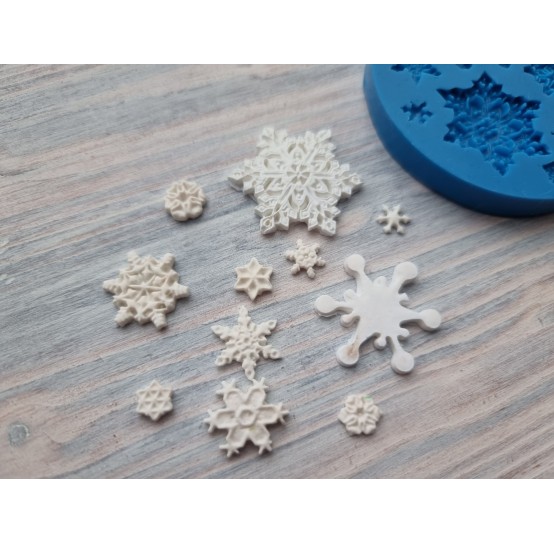 Silicone mold, Snowflakes, 11 pcs., ~ 0.9-3.1 cm