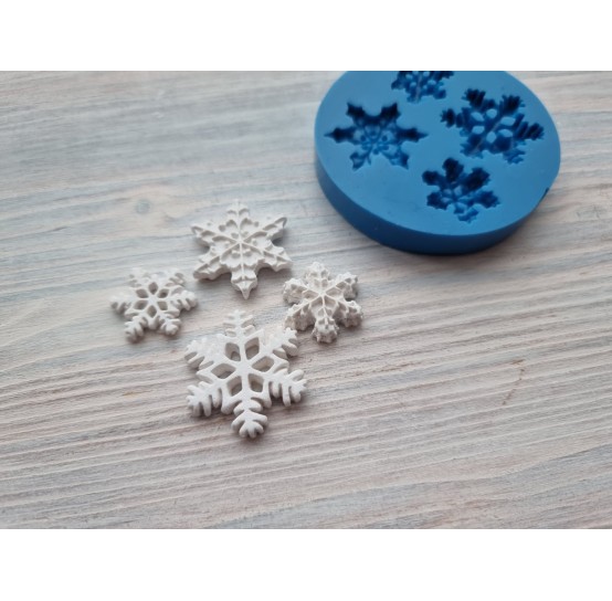 Silicone mold, Snowflakes, 4 pcs., ~ 1.8-2.5 cm