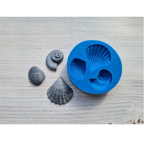 Silicone mold, Seashells, 3 pcs., ~ 2-3 cm