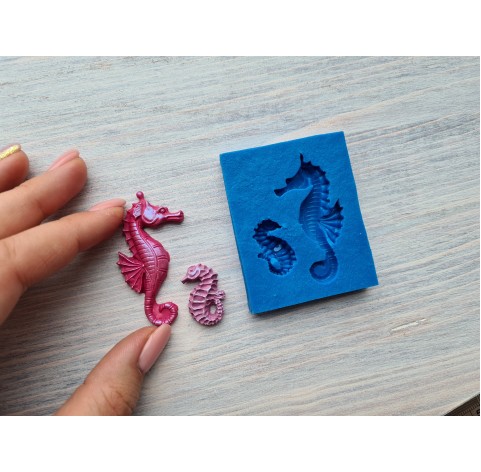 Silicone mold, Sea horses, 2 pcs., ~ 2.5-5 cm