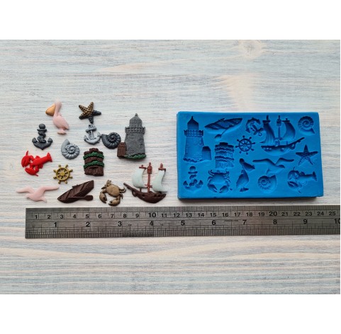 Silicone mold, Sea thematic set 14 pcs., ~ 1-5 cm