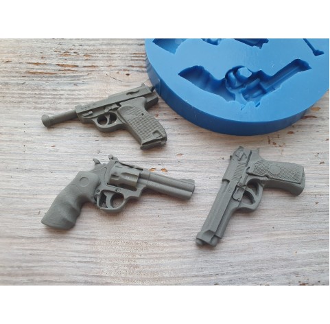 Silicone mold, Pistols, 3 pcs., ~ 2.5-4.3 cm