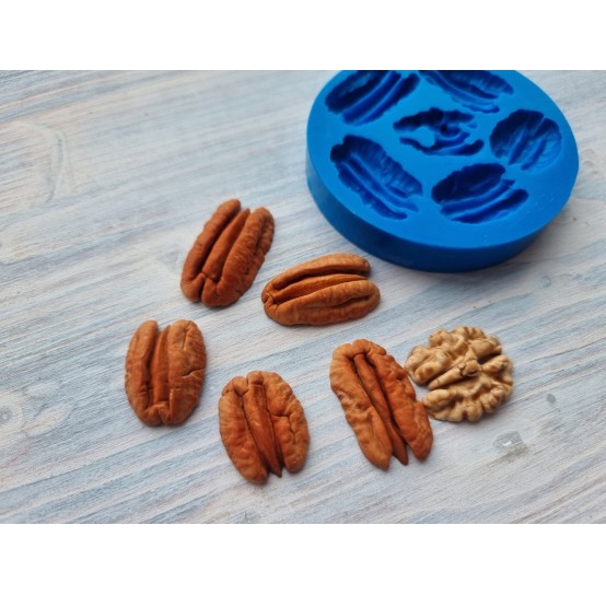Silicone mold, Pecans, 5 pcs. and walnut, ~ 2.5-3.2 cm