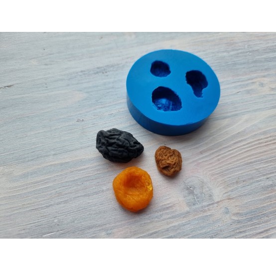 Silicone mold, Dried fruits 2, 3 pcs., apricot, plum, raisin, ~ 2-3 cm