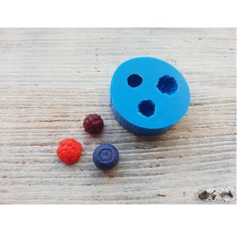 Silicone mold, Mini berries, 3 pcs., raspberries, blackberries, blueberries, ~ Ø 1-1.2 cm
