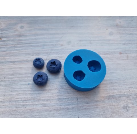 Silicone mold, Handmade blueberry, flat design, 3 elements, ~ Ø 1-1.3 cm, H:0.6-0.7 cm