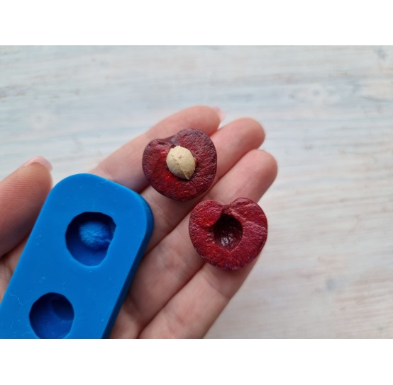 Silicone mold, Cherry, style 2, sliced, ~ 2.2*2.4 cm, H:0.8 cm, H:1.5 cm