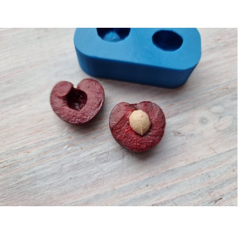 Silicone mold, Cherry, style 2, sliced, ~ 2.2*2.4 cm, H:0.8 cm, H:1.5 cm