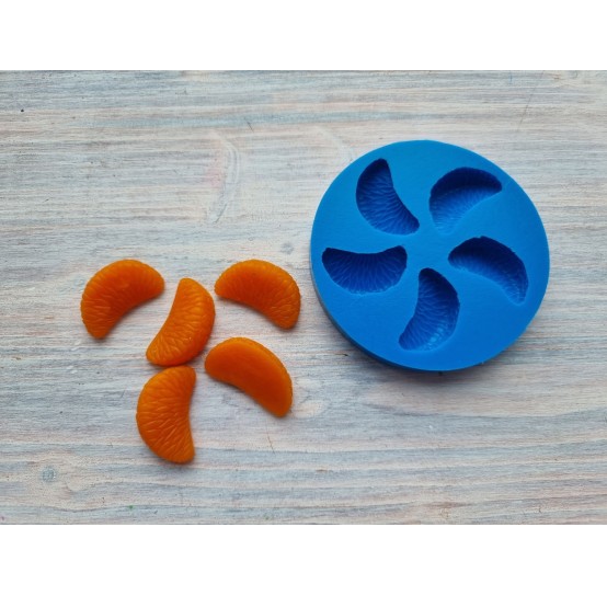 Silicone mold, Slice of mandarin, 5 pcs., ~ 1.6*2.8 cm