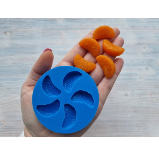 Silicone mold, Slice of mandarin, style 2, 5 elements, ~ 1.7*2.8 cm, H:0.9 cm