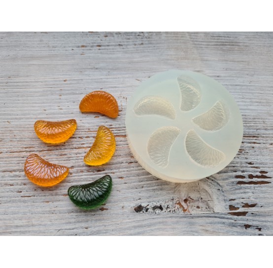 Silicone mold, Slice of mandarin, 5 pcs., ~ 1.6*2.8 cm
