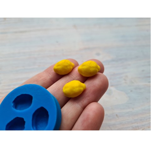 Silicone mold, Mini lemon, style 3, 3 pcs., ~ 1*1.5 cm, H:0.7 cm