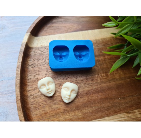 Silicone mold, Doll face, style 2, 2 elements, ~ 1.6*1.8 cm, H:0.9 cm