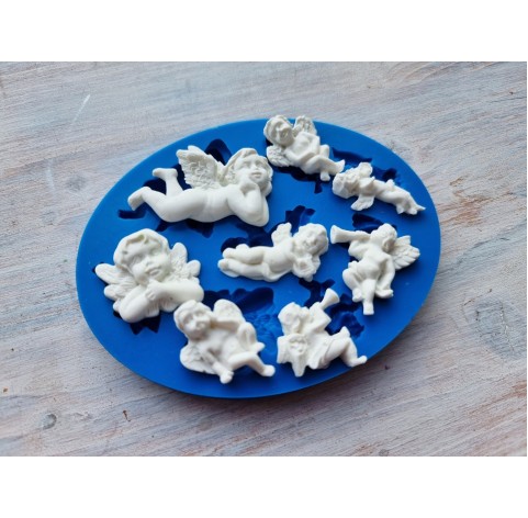 Silicone mold, Angel, style 5, 8 elements, ~ 1.5*4 cm, H:0.5-0.9 cm