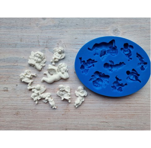 Silicone mold, Angel, style 5, 8 elements, ~ 1.5*4 cm, H:0.5-0.9 cm