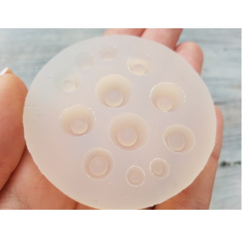 Silicone mold, Small eyes, 12 pcs., ~ Ø 0.5-1.3 cm