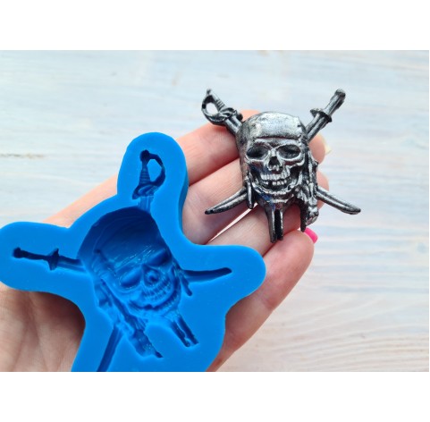 Silicone mold, Skull, style 1, pirate, ~ 4.7*5 cm, H:1.1 cm