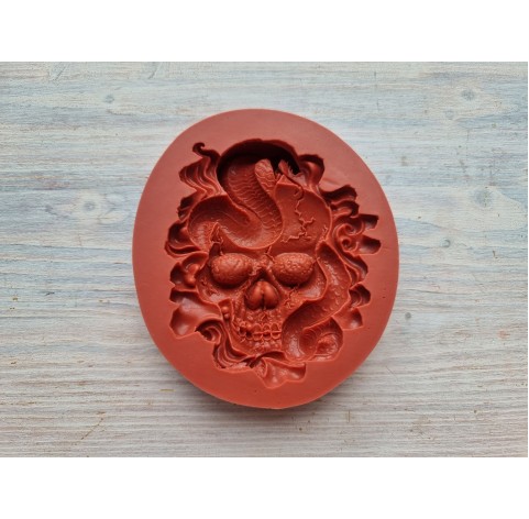 Silicone mold, Skull with a snake, ~ 7.5*9 cm