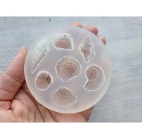 Silicone mold, Seashells, artificial, 7 pcs., ~ 1.5-3.2 cm
