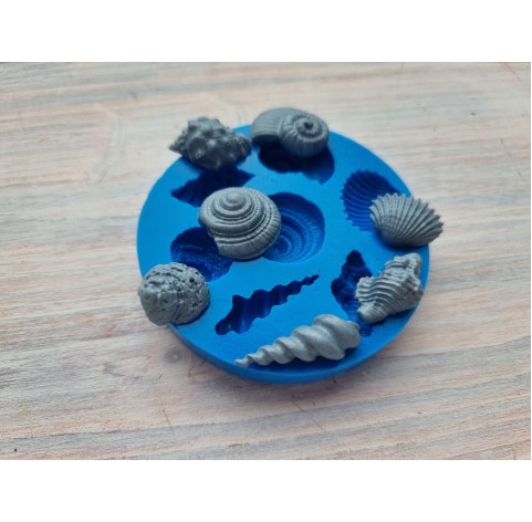 Silicone mold, Seashell, style 3, artificial, 7 elements, ~ 1.5-2.9 cm, H:0.7-0.9 cm
