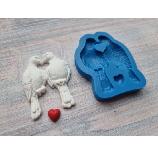 Silicone mold, Two pigeons and heart, large, ~ 4.3*5.5 cm