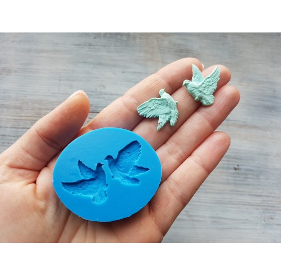 Silicone mold, Flying pigeons, 2 pcs., ~ 2.3 * 2.3 cm