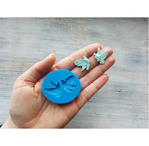 Silicone mold, Flying pigeons, 2 pcs., ~ 2.3 * 2.3 cm