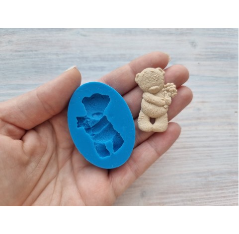 Silicone mold, Bear with flowers, ~ 2.6 * 4.1 cm