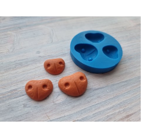Silicone mold, Bear nose, style 1, 3 elements, ~ 2.2*1.5 cm, 1.9*1.3 cm, 1.8*1 cm