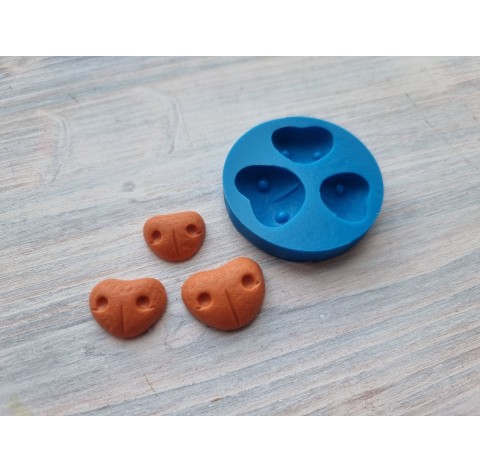 Silicone mold, Bear nose, style 1, 3 elements, ~ 2.2*1.5 cm, 1.9*1.3 cm, 1.8*1 cm