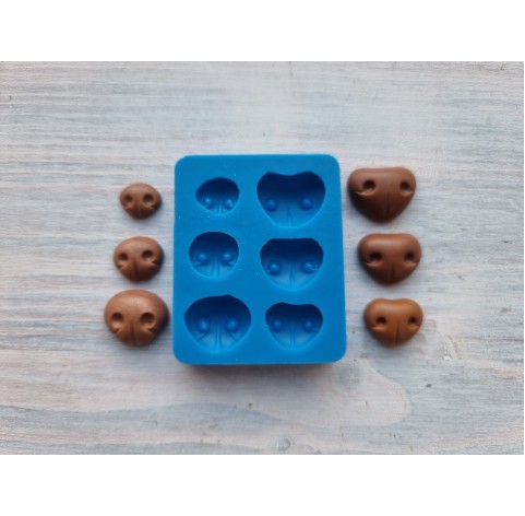 Silicone mold, Bear nose, style 4, 6 elements, ~ 1 cm, 1.2 cm, 1.3 cm, 1.6 cm, 1.8 cm, 1.9 cm