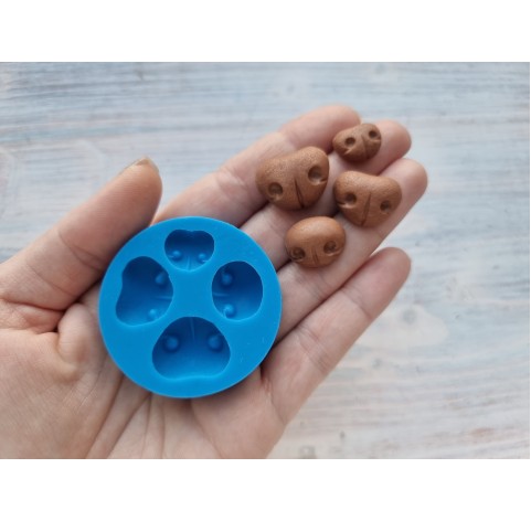 Silicone mold, Bear's nose, 4 pcs., 2.2 * 1.5 cm, 2 * 1.5 cm, 1.6 * 1.5 cm, 1.4 * 1.2 cm