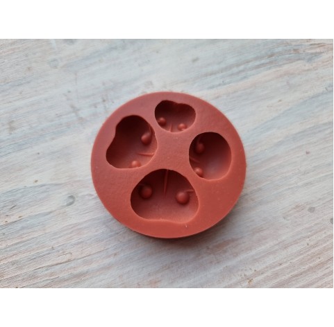 Silicone mold, Bear nose, style 2, 4 elements, ~ 2.2*1.5 cm, 2*1.5 cm, 1.6*1.5 cm, 1.4*1.2 cm