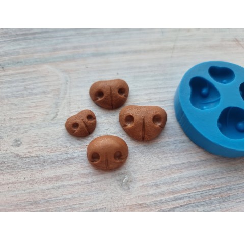 Silicone mold, Bear nose, style 2, 4 elements, ~ 2.2*1.5 cm, 2*1.5 cm, 1.6*1.5 cm, 1.4*1.2 cm