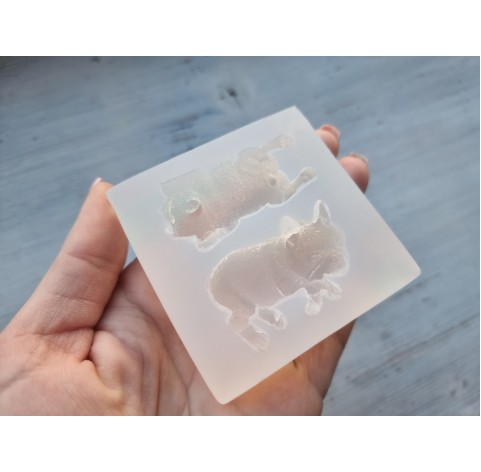 Silicone mold, Dog, French Bulldog, 2 pcs., ~ 4.2 * 2.2 cm