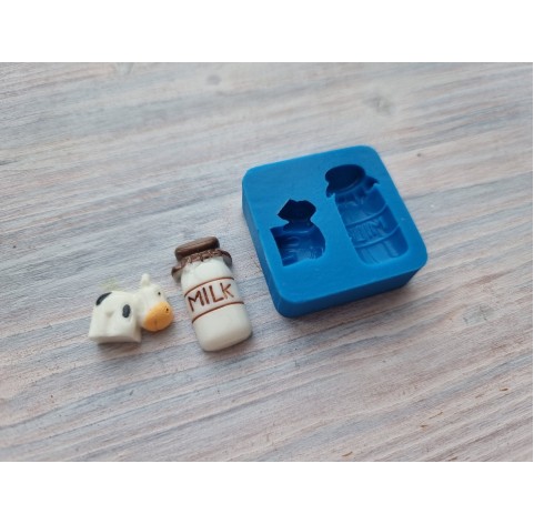 Silicone mold, Cow and milk, ~ 1.2 * 2.5 cm, 1.7 cm