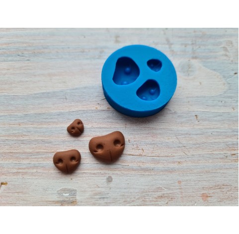 Silicone mold, Bear's nose, small, 3 pcs., ~ 0.7*0.6 cm, ~ 0.8*1 cm,  ~ 1.1*1.9 cm