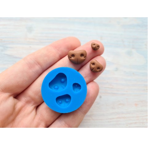 Silicone mold, Bear's nose, small, 3 pcs., ~ 0.7*0.6 cm, ~ 0.8*1 cm,  ~ 1.1*1.9 cm