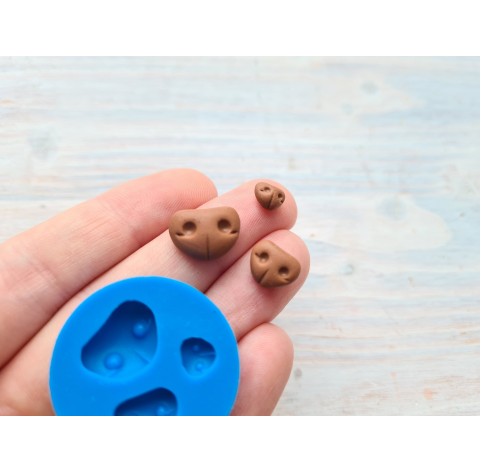 Silicone mold, Dog or bear nose, style 6, small, 3 elements, ~ 0.7*0.6 cm, 0.8*1 cm, 1.1*1.9 cm